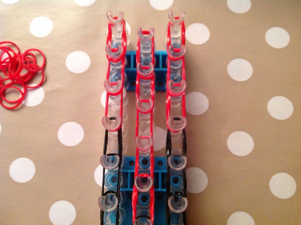Lay six red bands up.