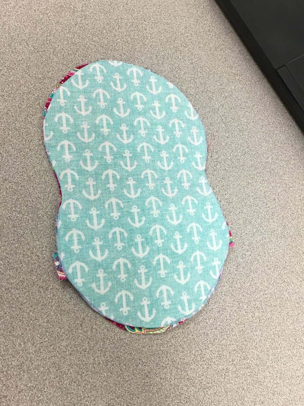 Lay the liner piece right side down on top of the packet piece.