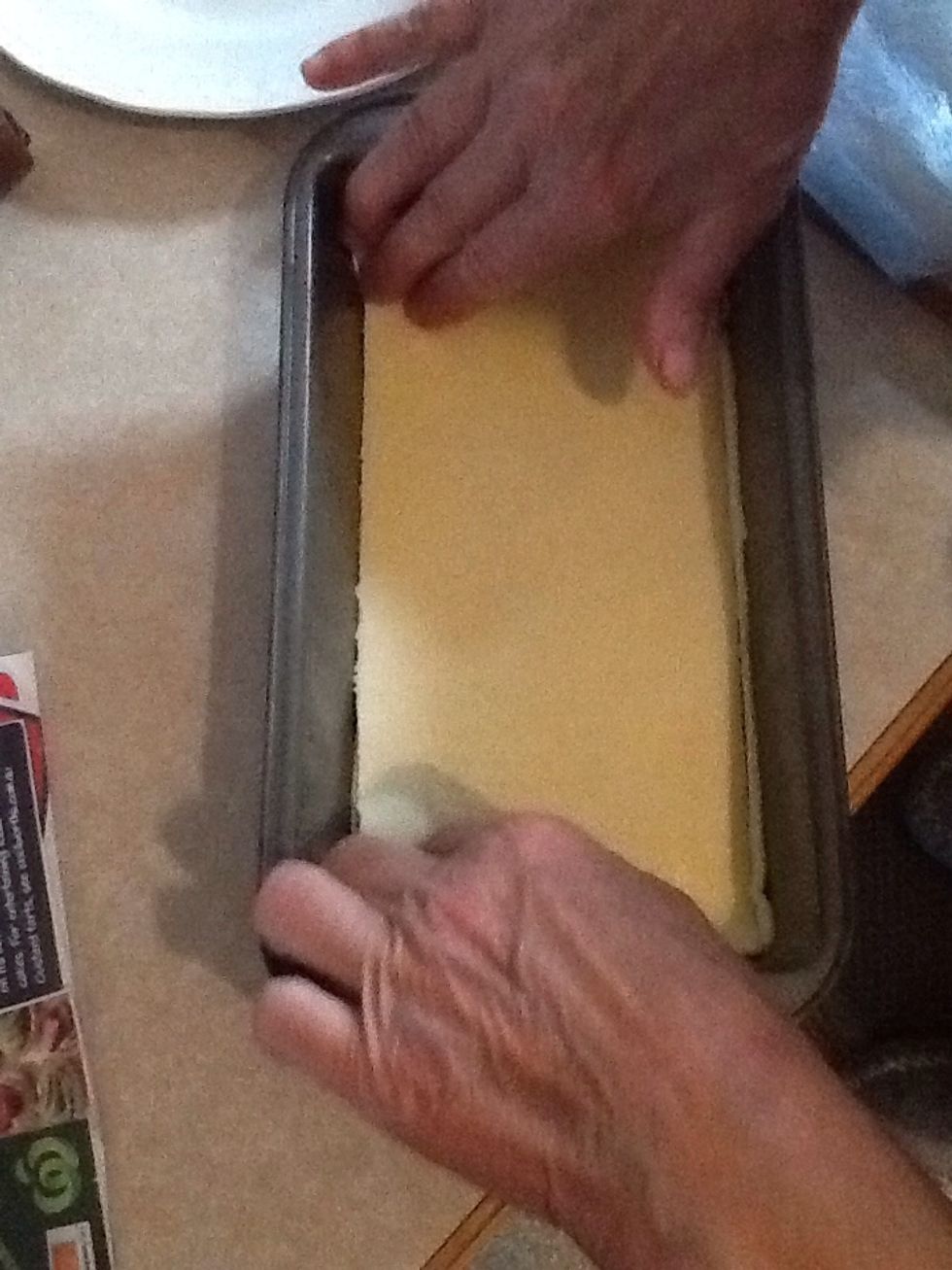 Lay the other half of pastry on the pear mixture