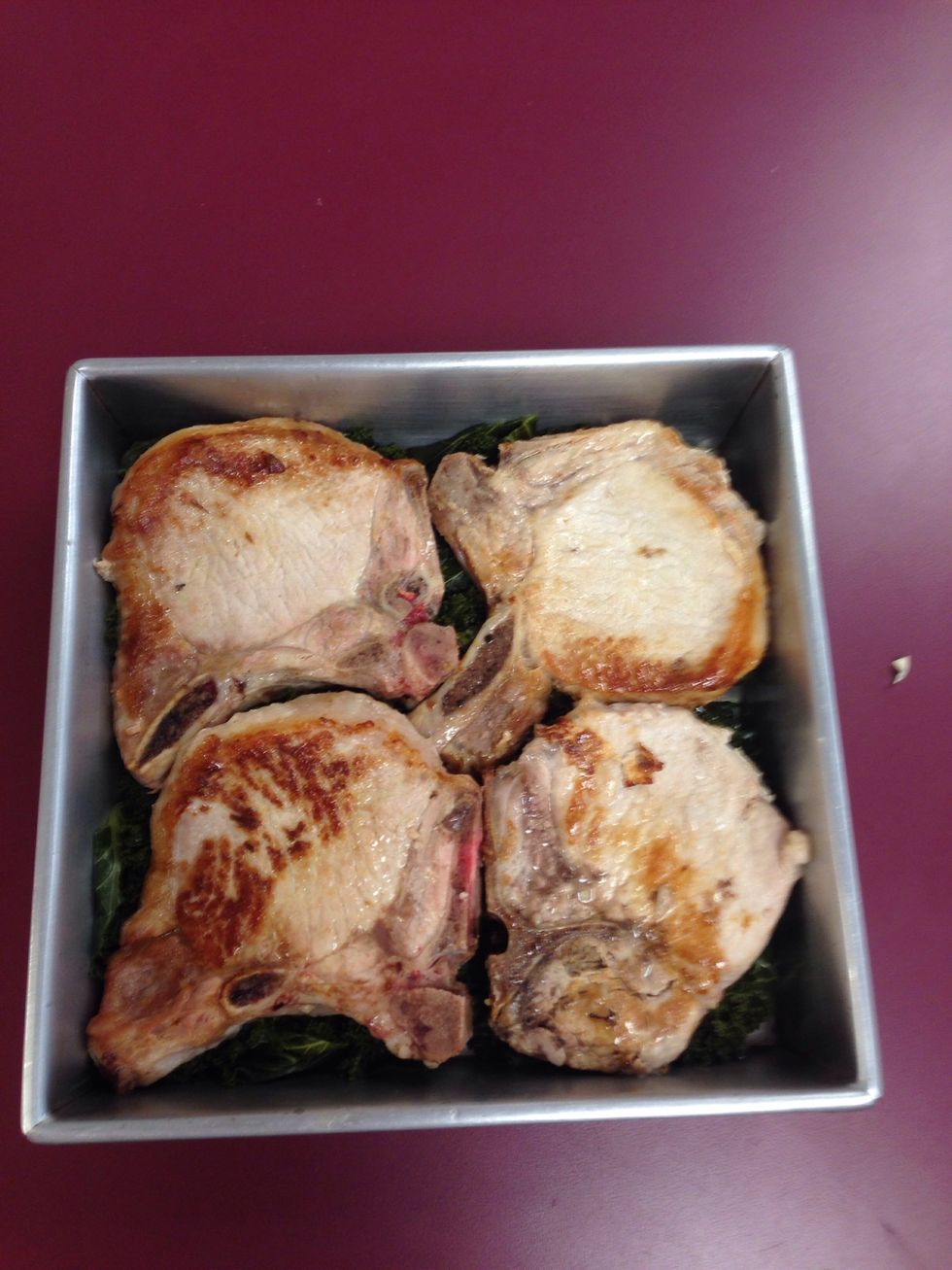 Lay the pork on top of the tomatoes like a fun game of tiny Tetris