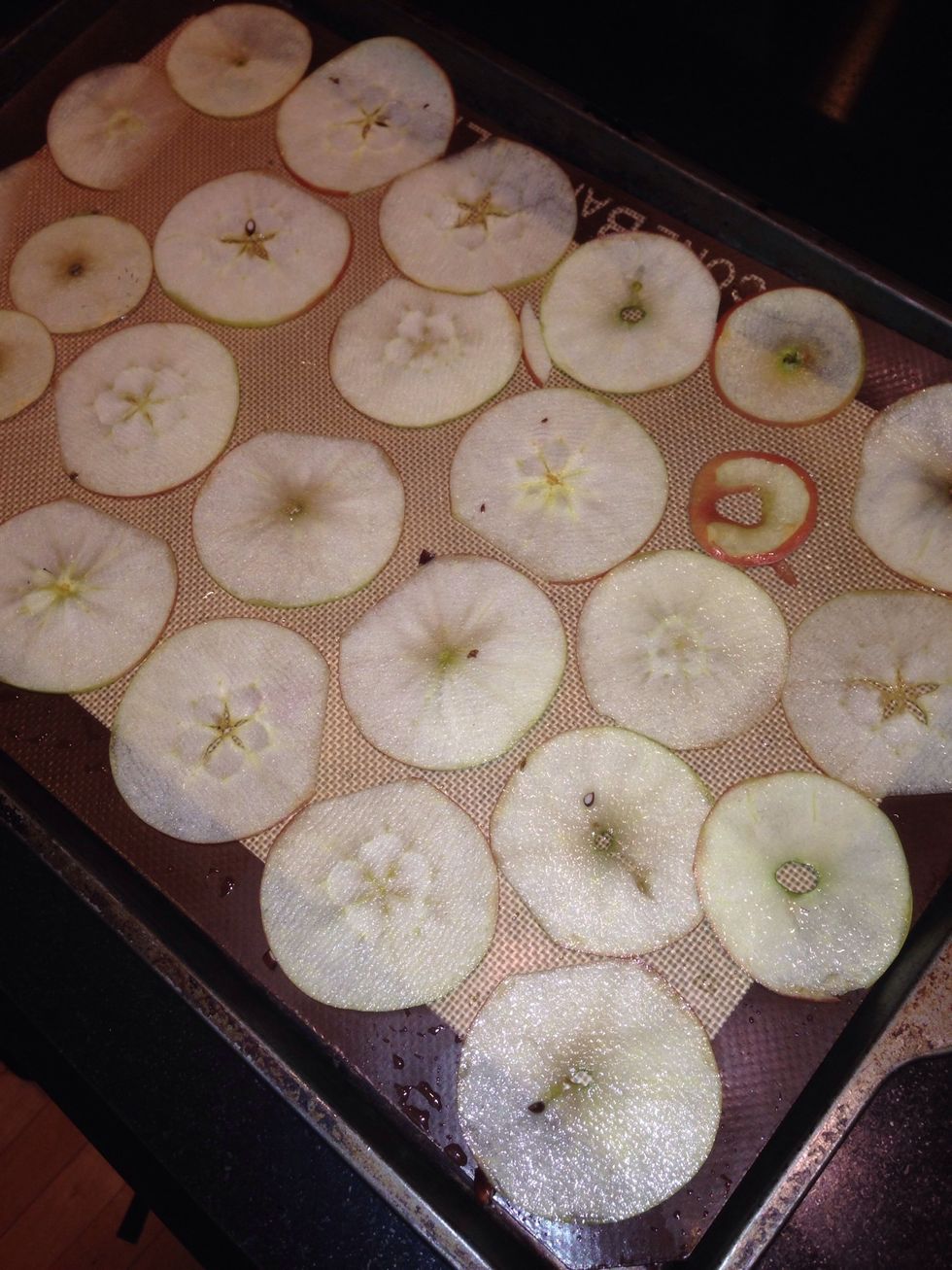 Lay the slices flat on your Silpat on the sheet pan.