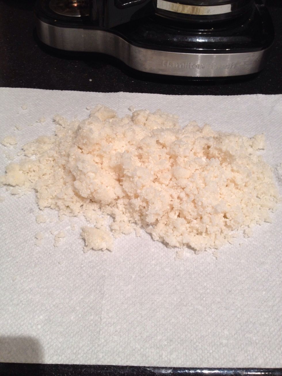 Lay this out on some paper towels, and press with more paper towel to soak up the excess moisture