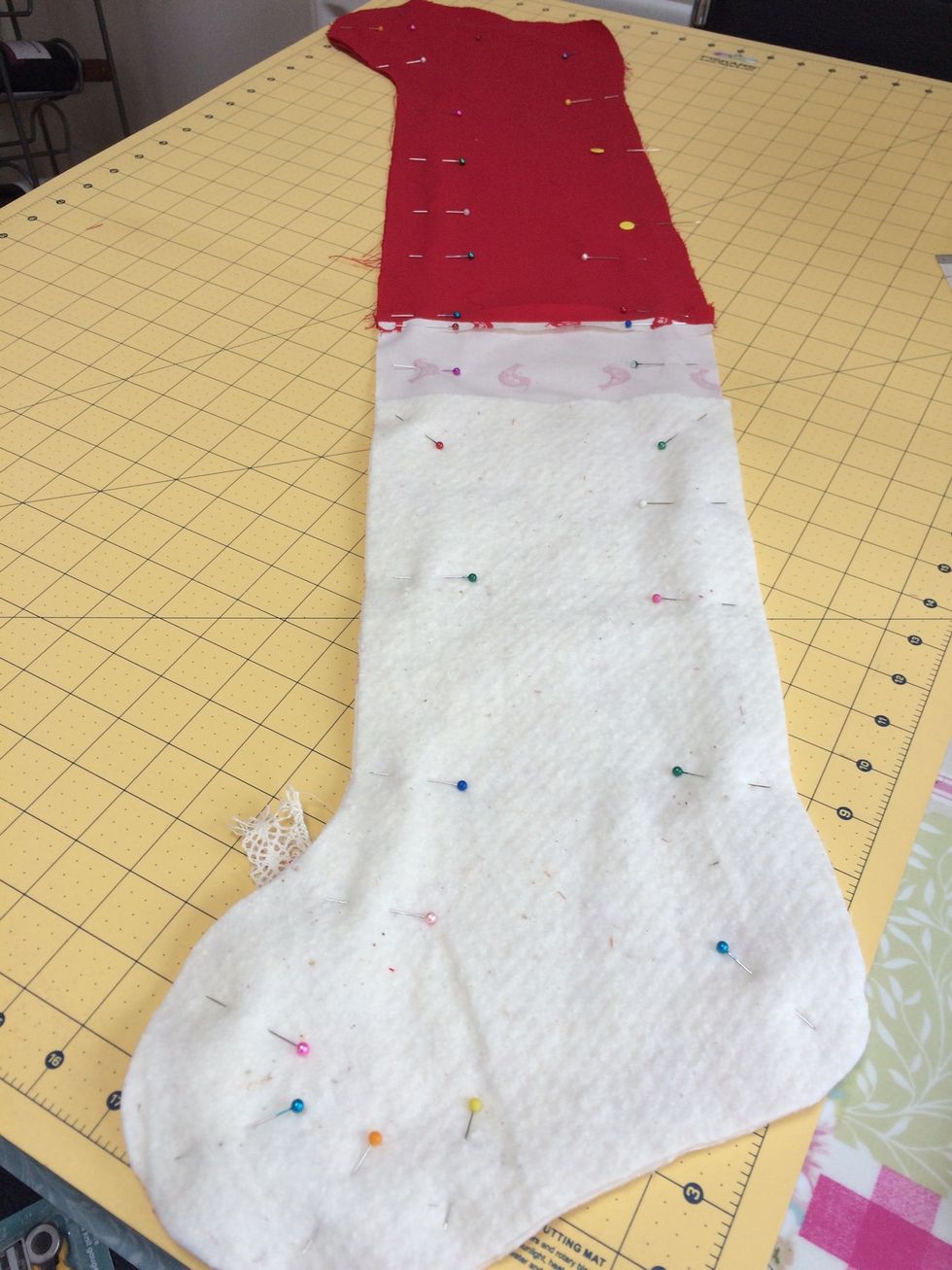 Layer and pin 1 batting , back and front ( right sides together ) 1 batting