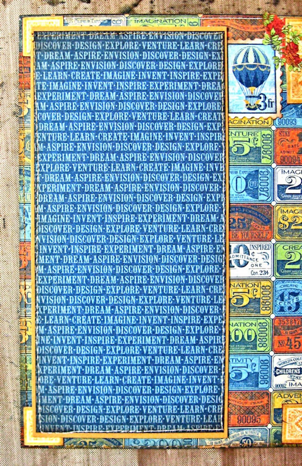 Layer blue panel over ticket panel.