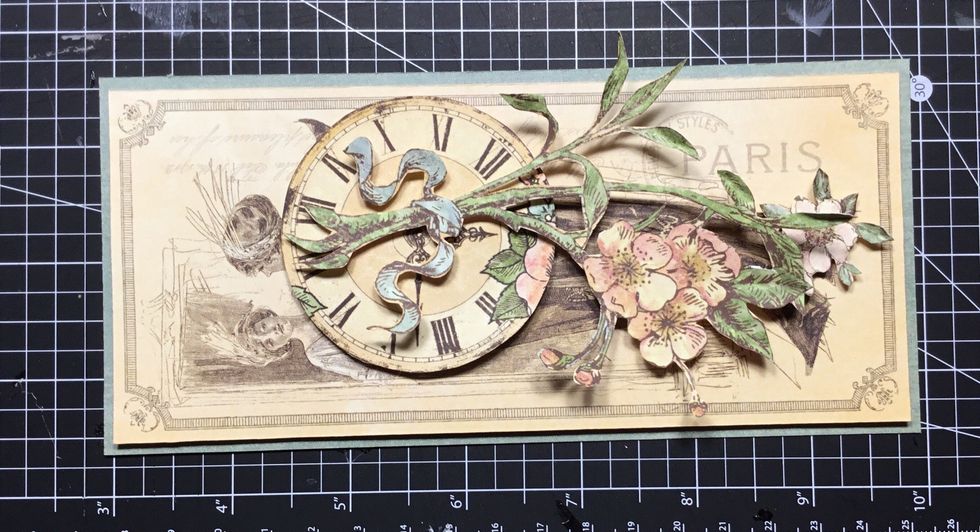 Layer fussy cut branch as shown.