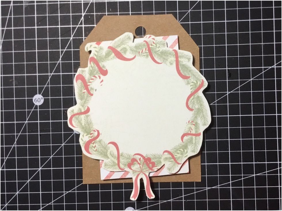Layer fussy cut wreath, as shown.