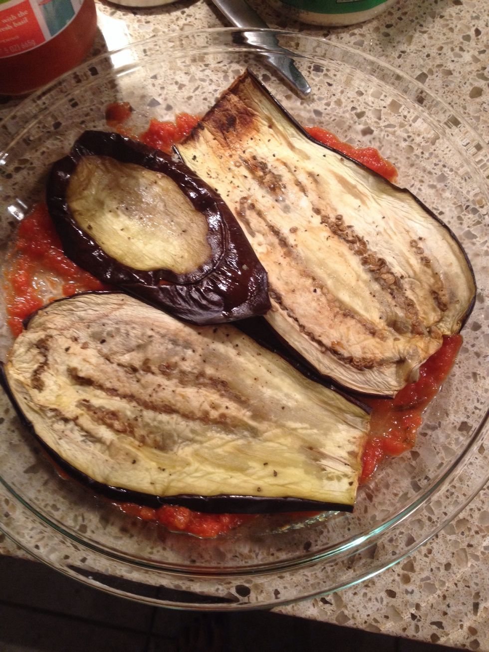 Layer in a few eggplant slices.