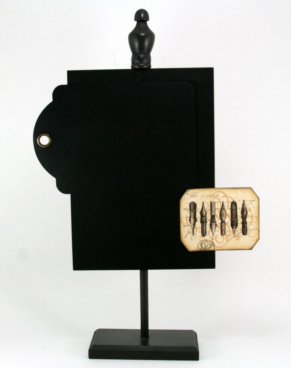 Layer on a tag from the Medium Tag Album in black and the pen nib tag from Communique Tags.