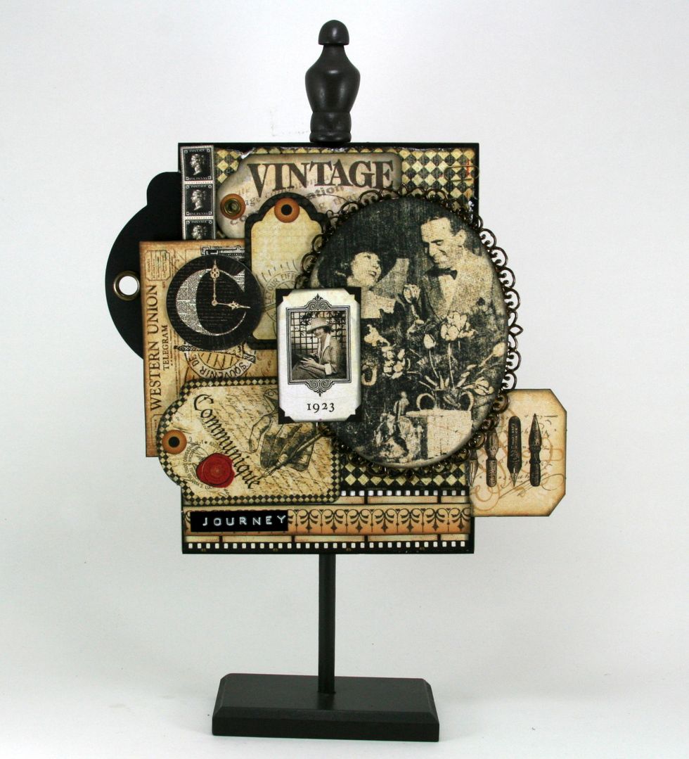 Layer on the small matted vintage photo image from Communique Photogenic.