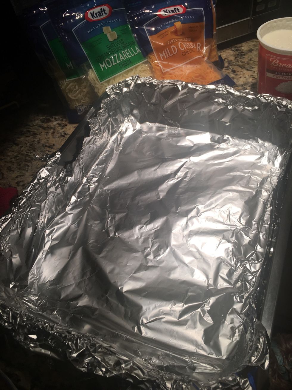 Layer pan with foil (easy cleanup)