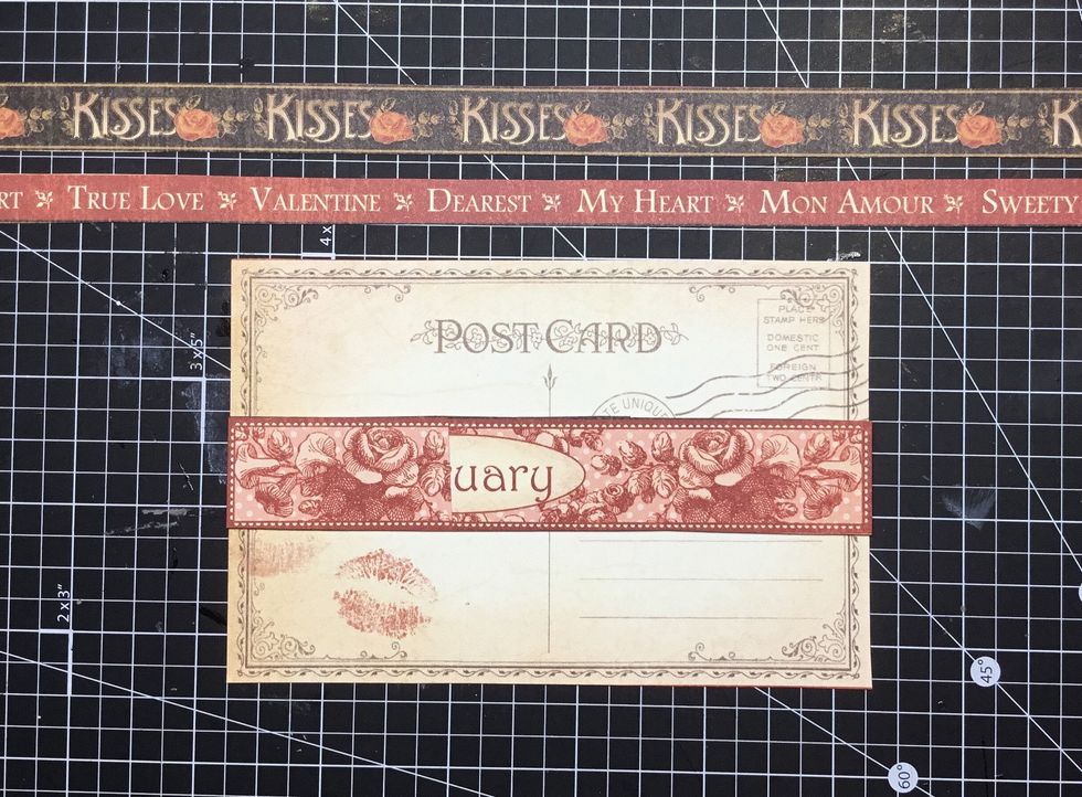 Layer piece as shown onto the postcard background as shown.