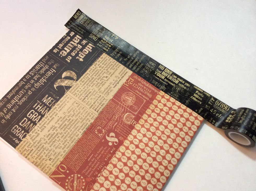 Layer the 2 folded pockets on the foam core pane. Seal the sides with Washi tape.