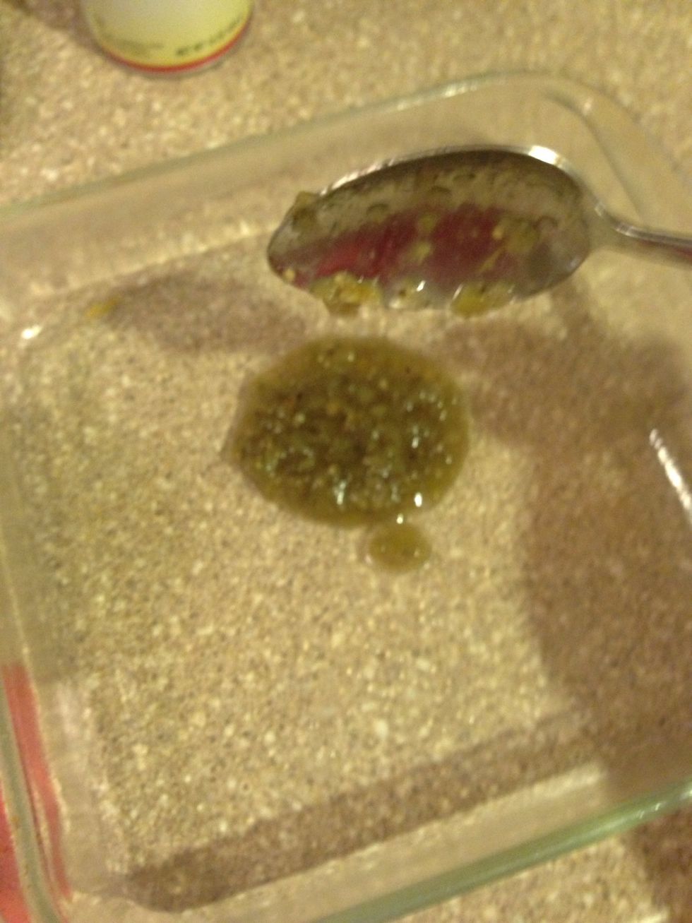 Layer the bottom of your dish with a thin layer of salsa verde