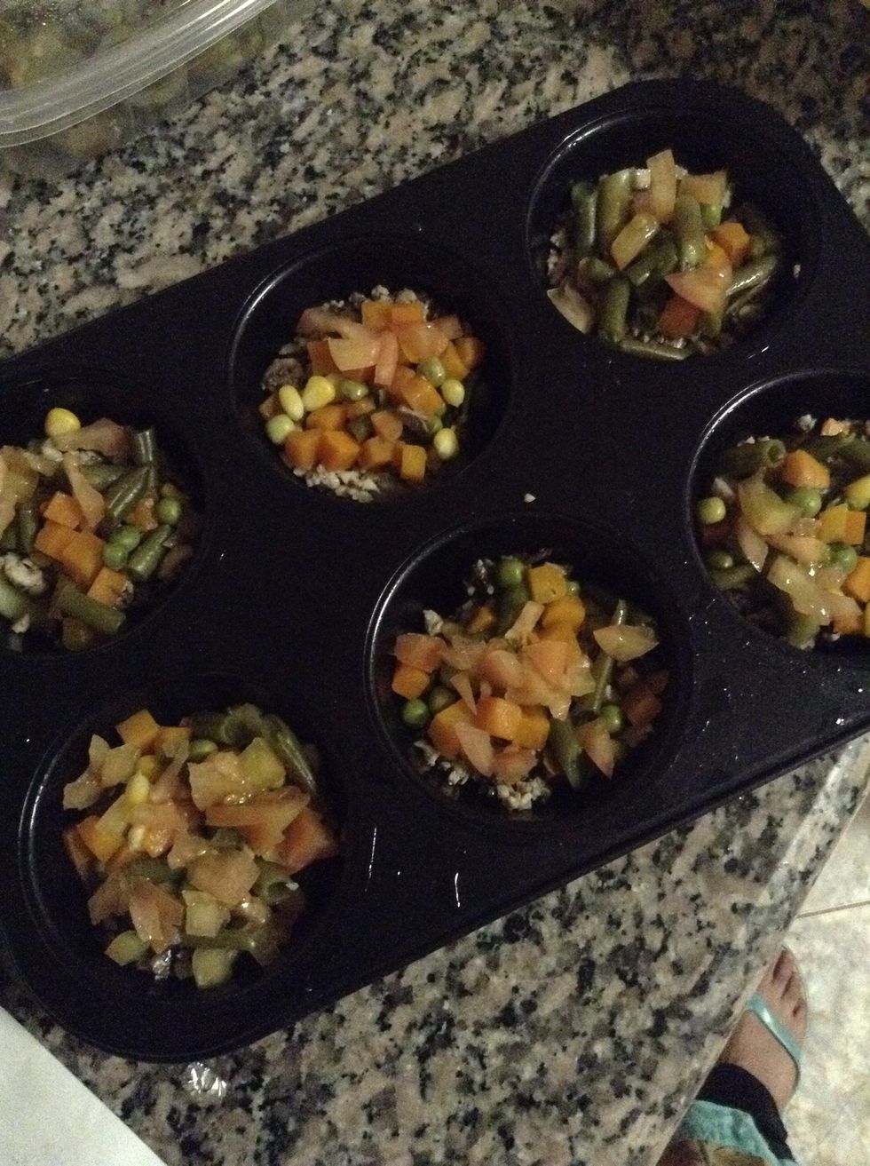 Layer the vegetables on