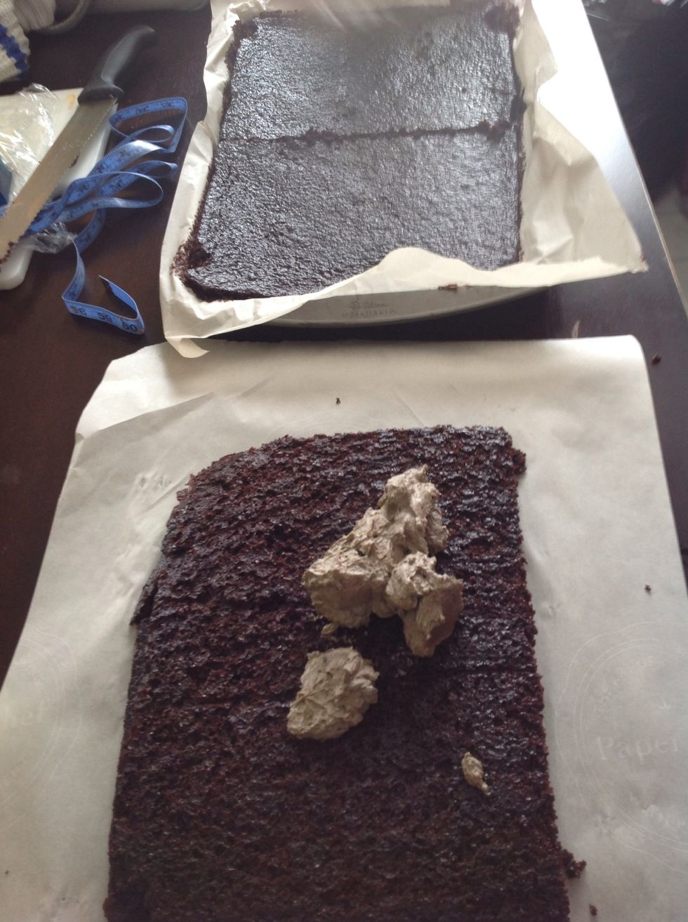 Layer with a nice dollop of buttercream