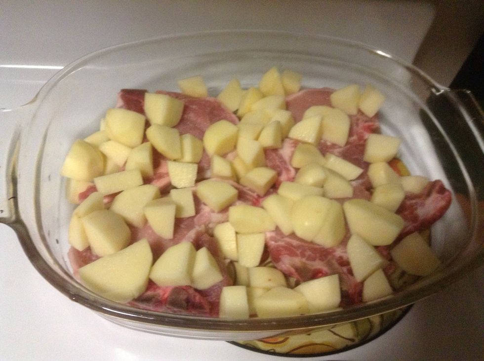Layer with chopped potatoes