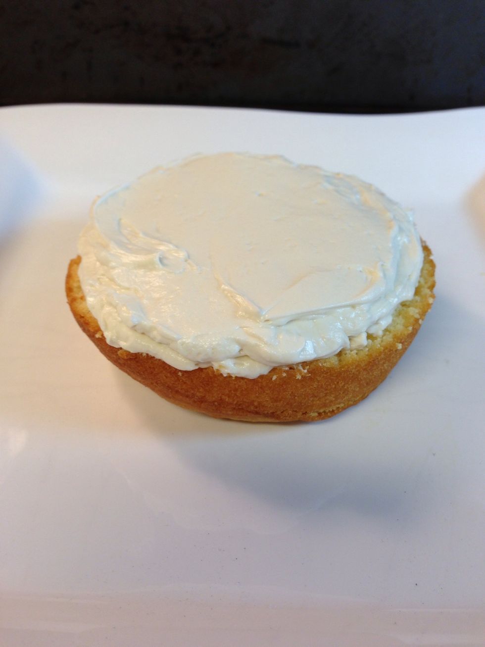 Layer your cake alternately with your frosting. I chose a simple vanilla buttercream