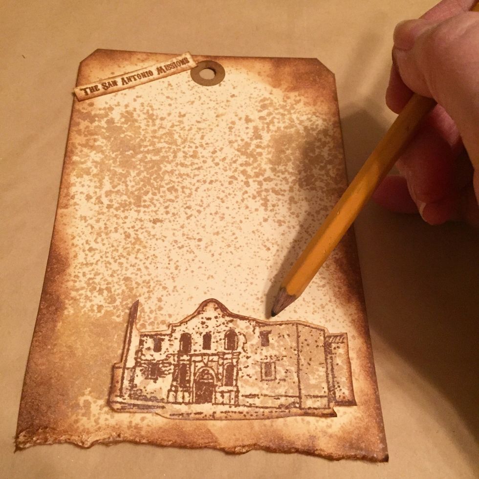 layout pieces on tag as shown and mark placement with pencil