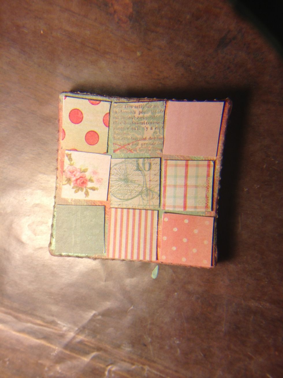 Layout your squares in the design you like best. Then place them in that order around or next to the canvas.