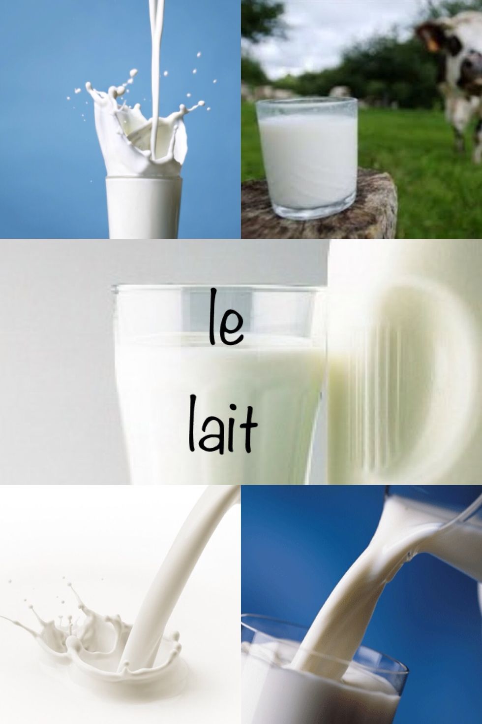 Le lait means milk. Pronounce like leh lahyt.