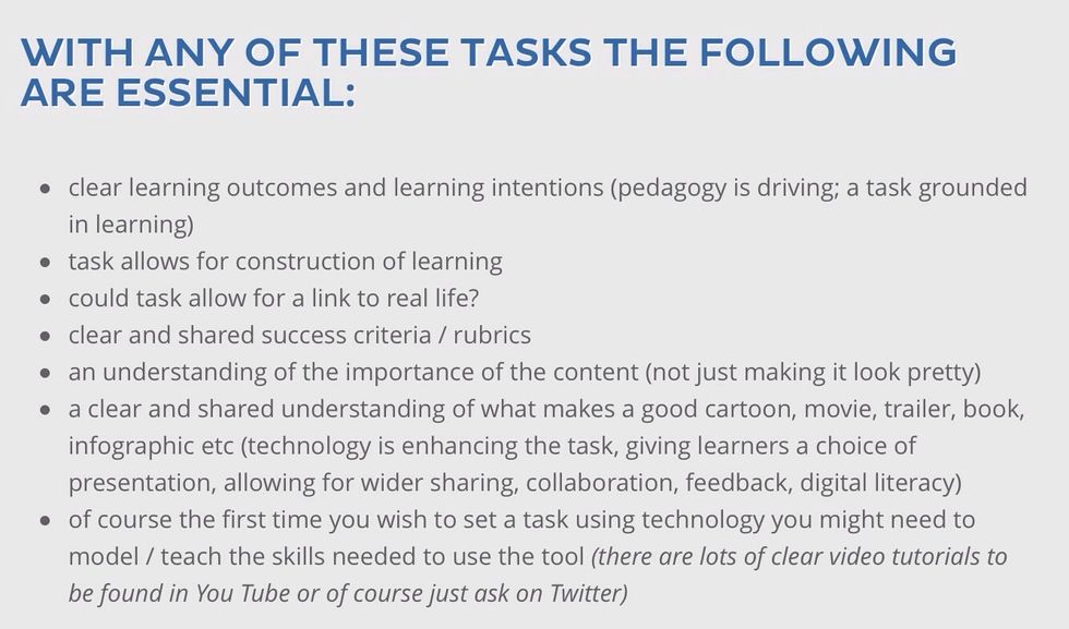 Learning outcome remains at the core of the task and the tool is only used if it will truly modify and redefine the actual task. Give students a choice.