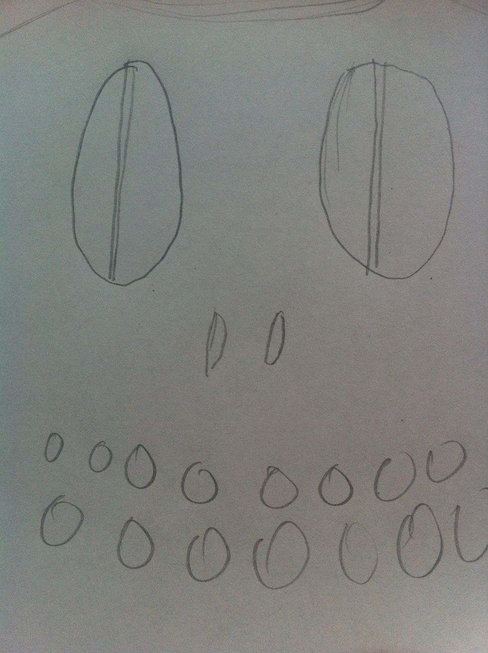Leave a line about a centimeters wide between the eyes. This is so the shirt doesn't flop when you wear it. (My shirt is drawn much better than this :D)