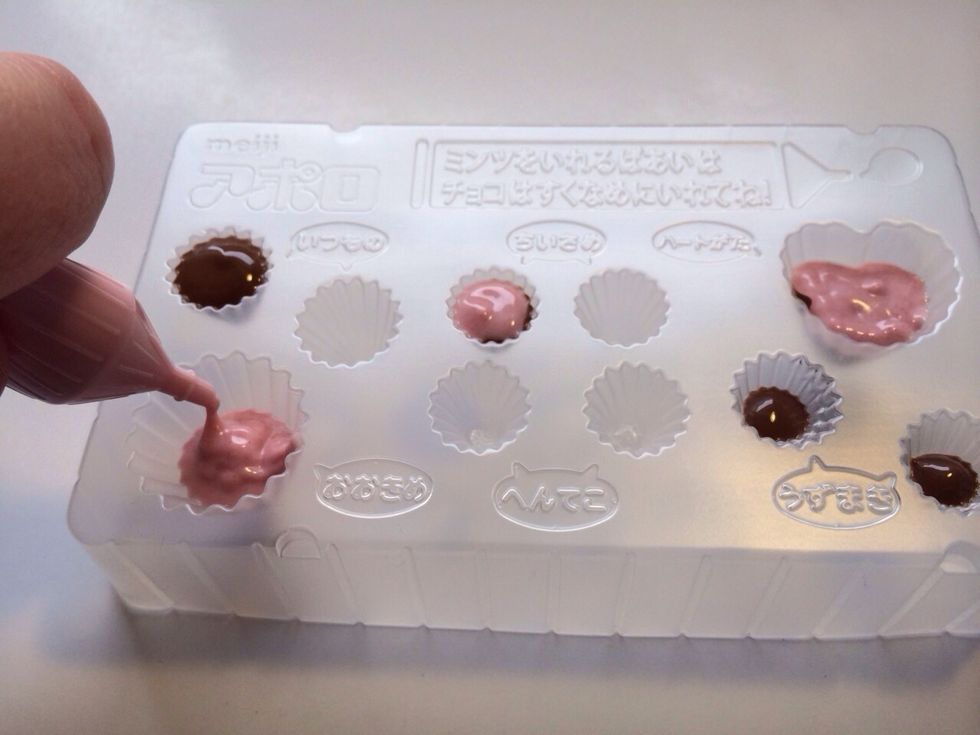 Leave a little room at top for adding sprinkles or it will overflow - work quickly or it can harden before you can add sprinkles - if it gets hard,put whole tray in microwave 12 seconds to re-melt