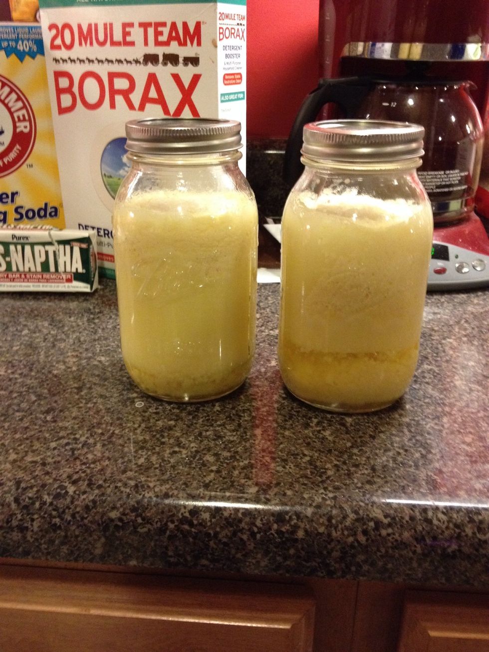 Leave about 1 1/2 inches of head space. Screw the lids on very tightly and invert your jars onto the counter.