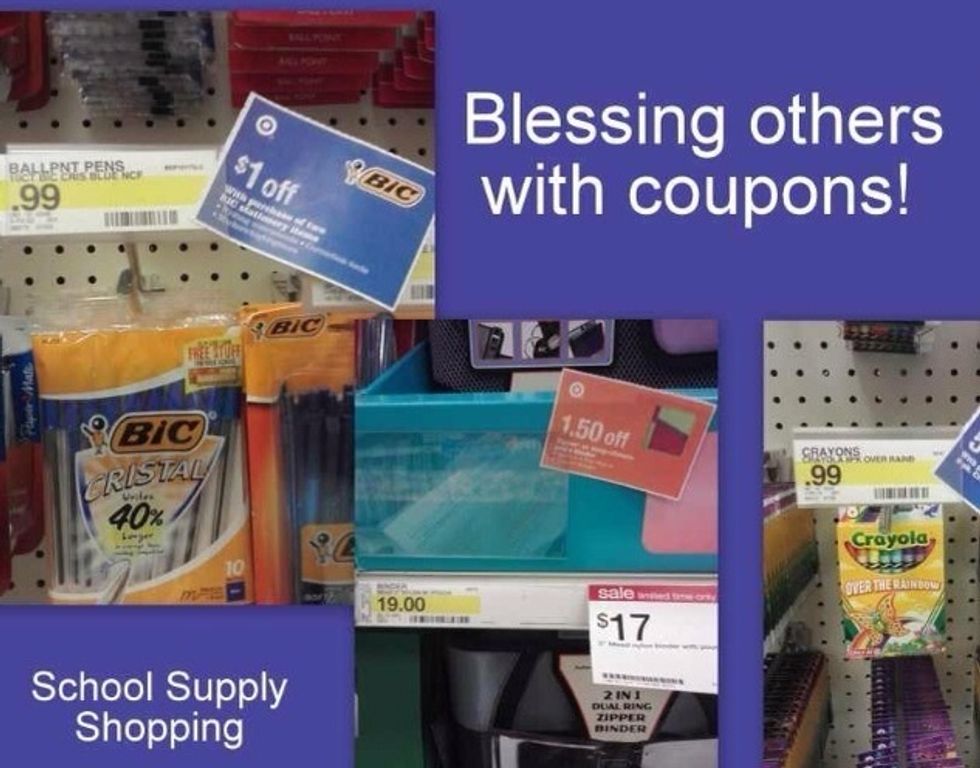 Leave coupons on items at the store for someone else to discover.