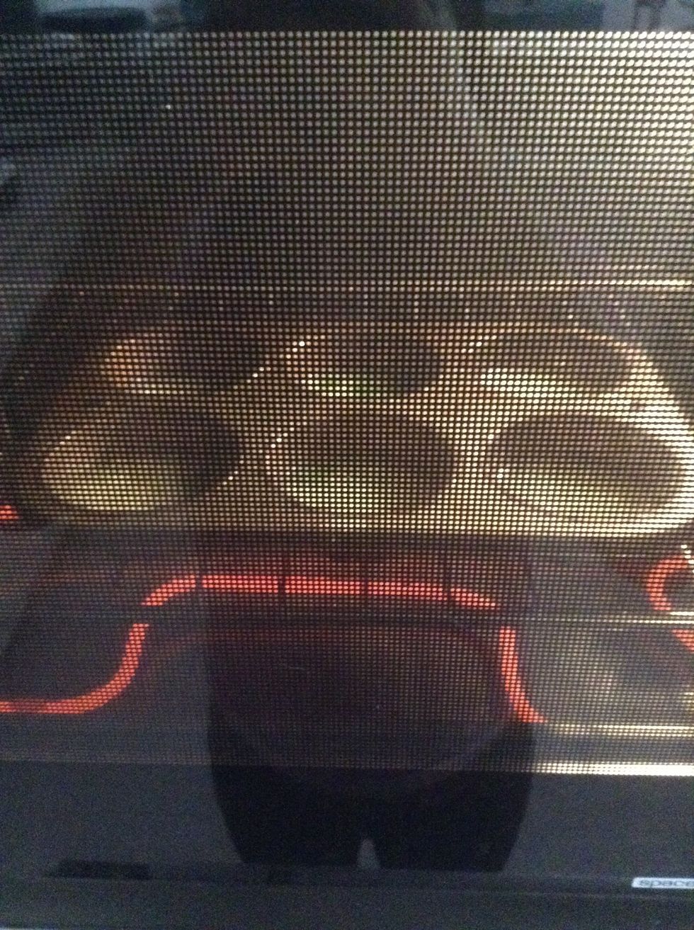 Leave it in the oven for 10-12 minutes. Check on the eggs every few minutes depending how fast and hot your oven will cook.