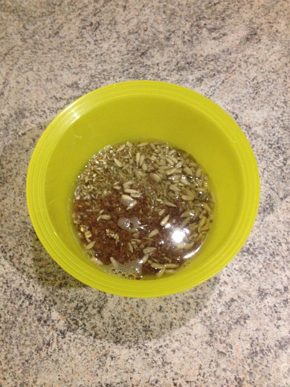 Leave it like that for a minimum of 1,5 hour, so the grains can get soft. The grains will "drink" all of the water in that time :-)