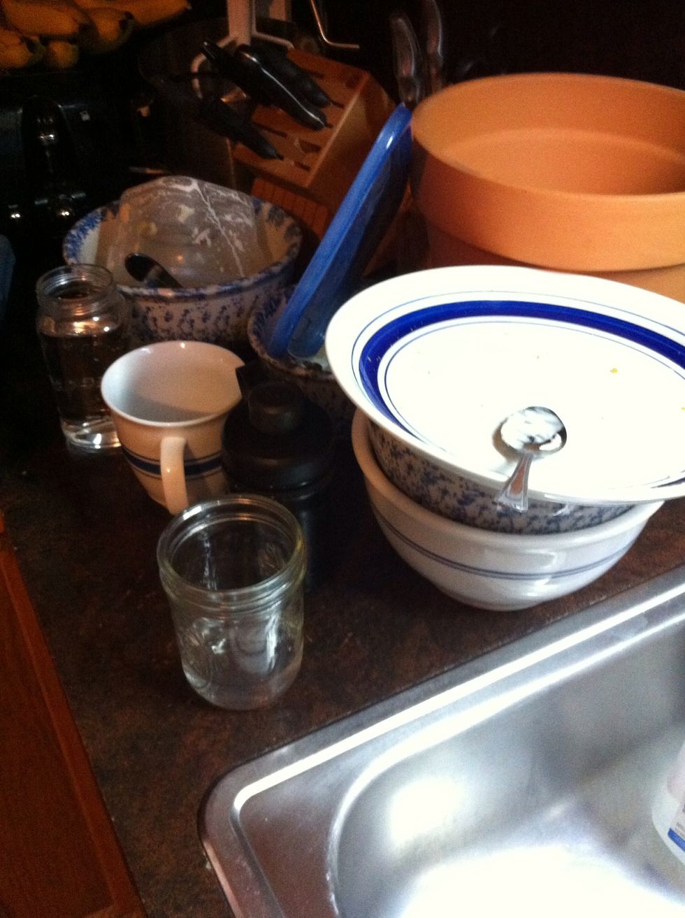 Leave leftover dirty dishes on counter together. Ready to go in on next load. That way when first load is done, you've got the next load ready.