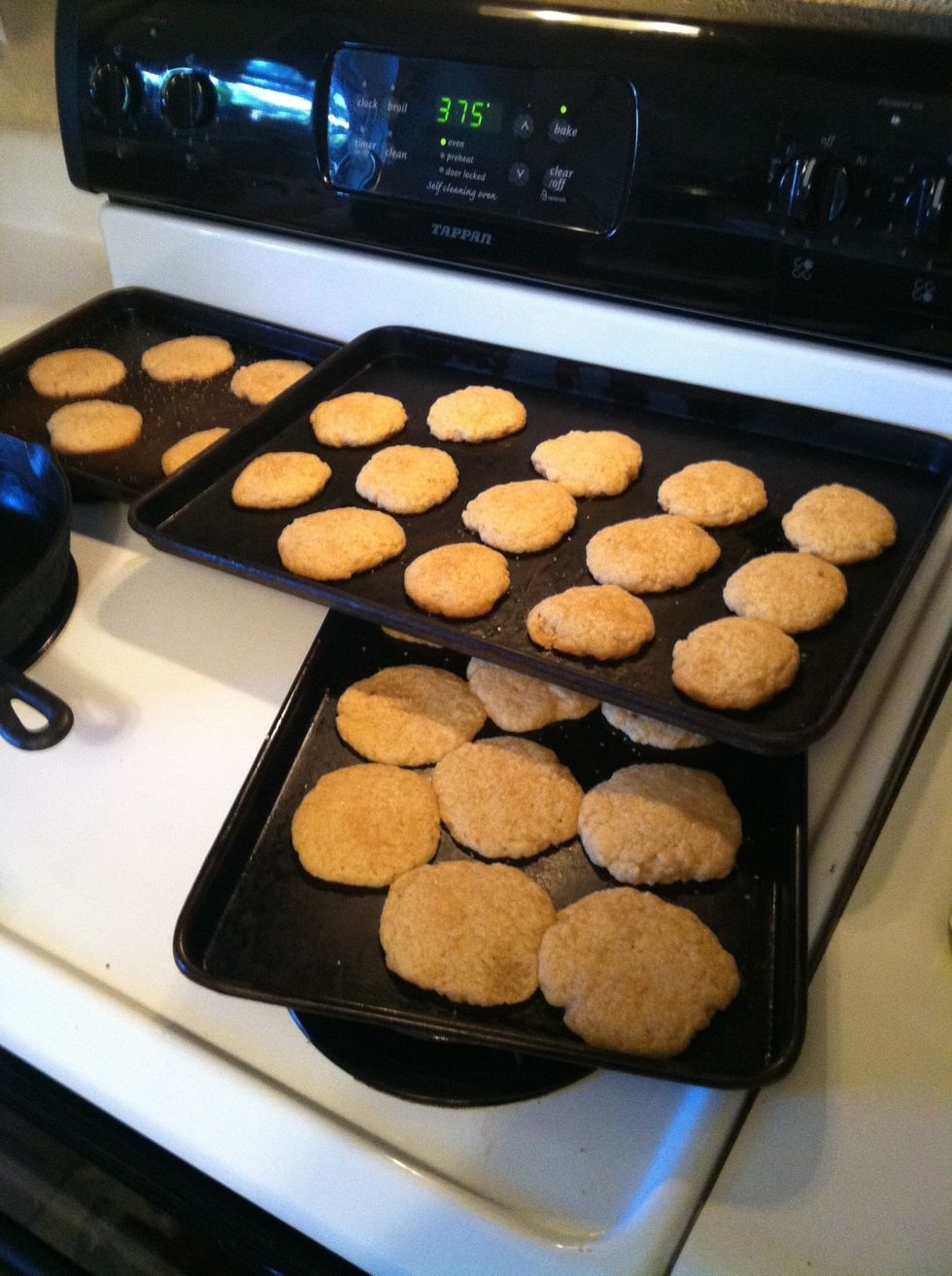 Leave the cookies out to finish baking. This will take 3-5 minutes. The closest baking sheet spread a lot. I made those cookies a bit thicker.