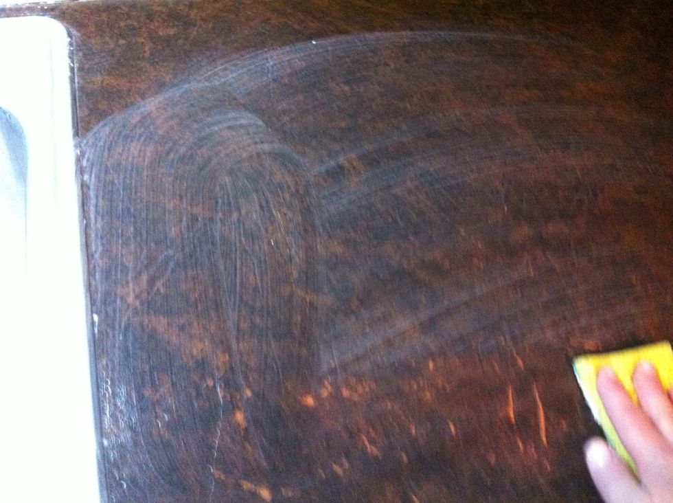 Leave the film the baking soda leaves till get all large areas done.