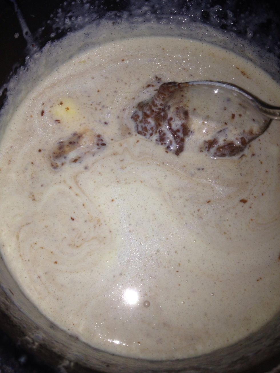 Leave the mixture alone for 5 minutes. After 5 minutes, stir the mixture and you should find that the chocolate and butter melted.