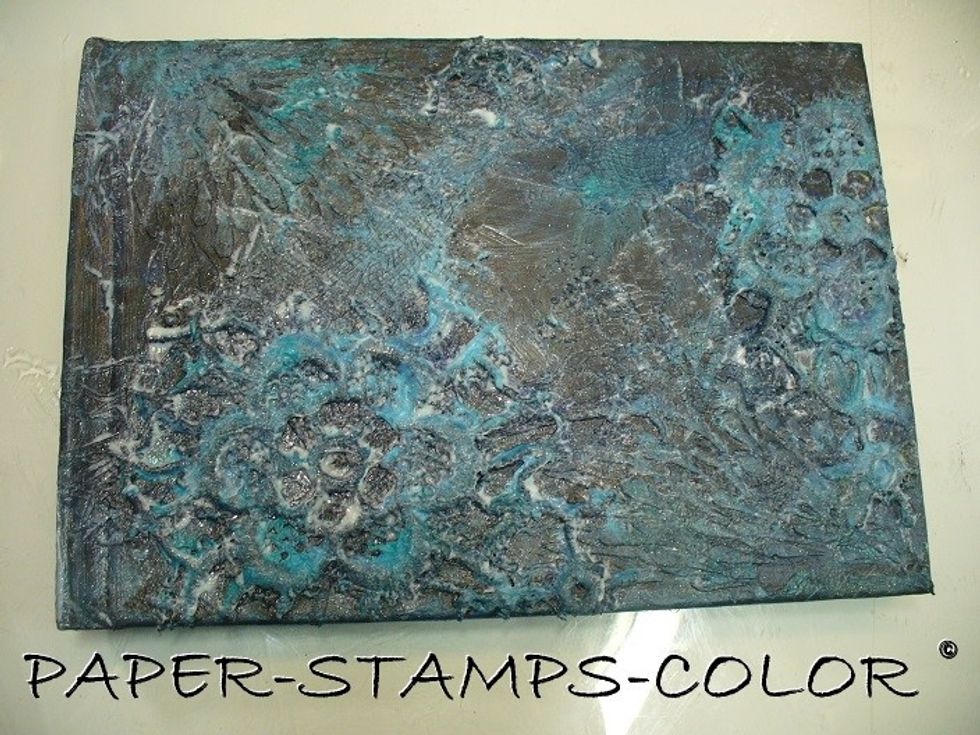 Leave the paints to dry VERY good, and then add a layer of multi medium matte. Leave to dry. I know, you need a lot of patience with all the drying going on.