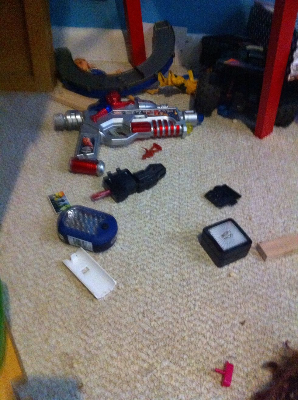 Left with toys and odd things. Put away with other like things.