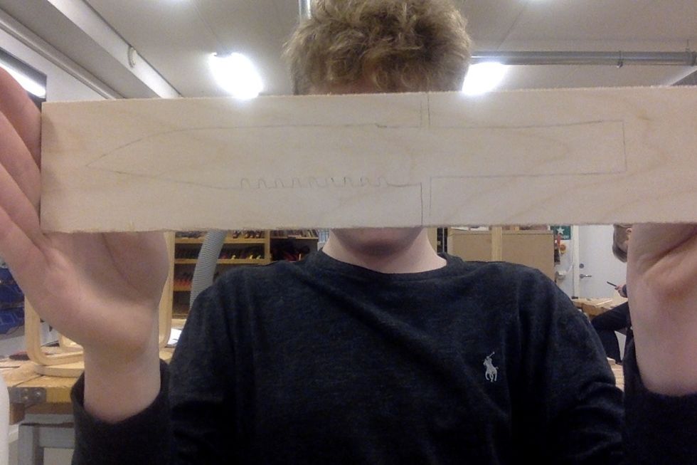 legg pappret p\u00e5 en 6 mm br\u00e4da och rita ut den