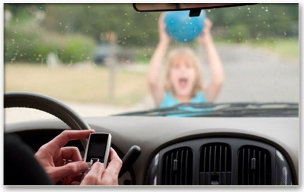 Less then an hour ago before making this guide. I basically saw something like this image. A guy was texting while leaving a parking lot and almost hit a kid.