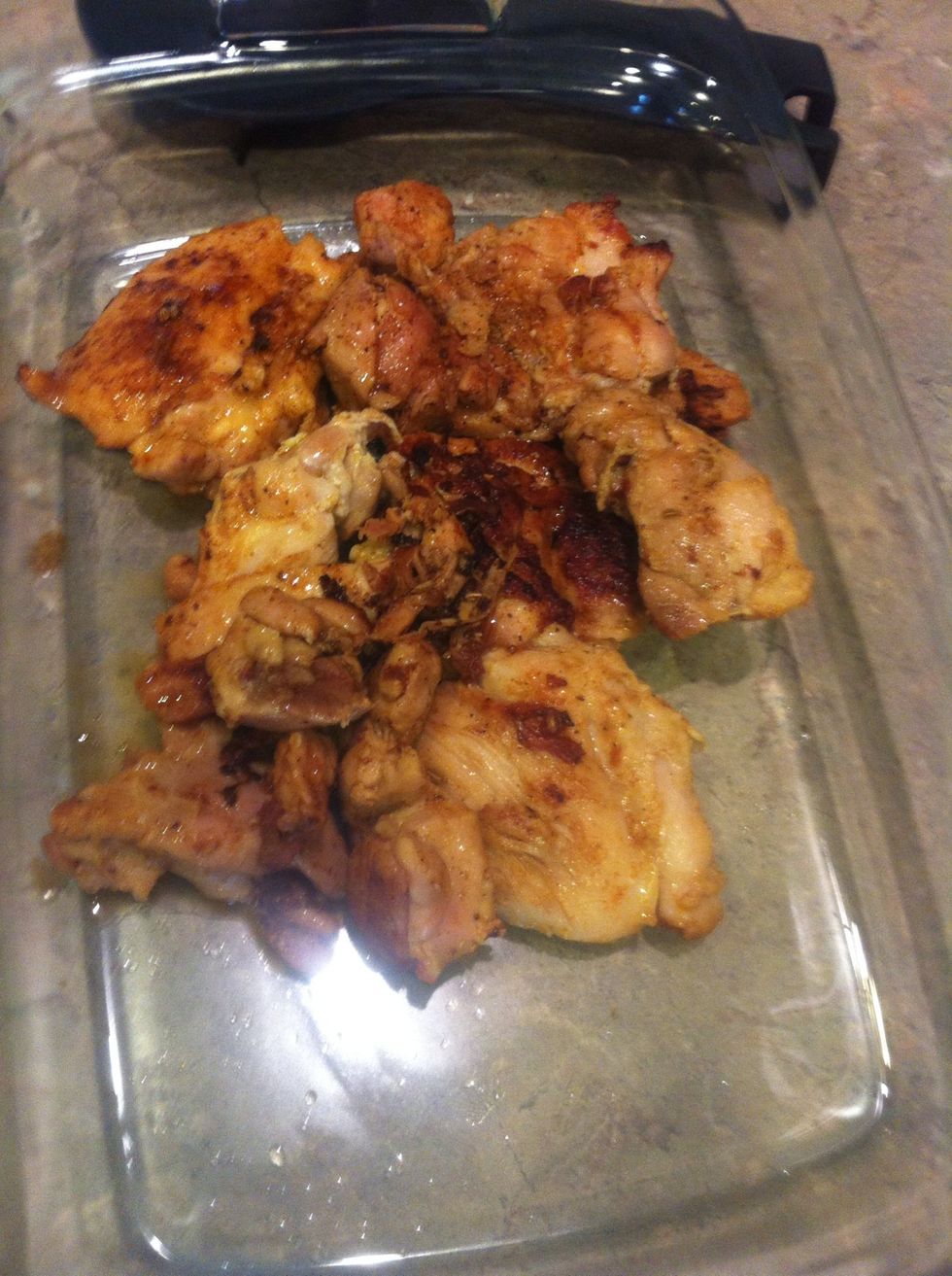 Let chicken rest while veggies and sausage cook
