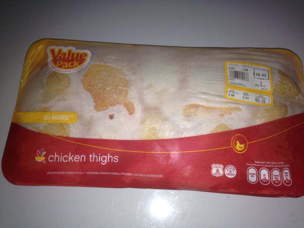 Let chicken thighs thaw in cool water