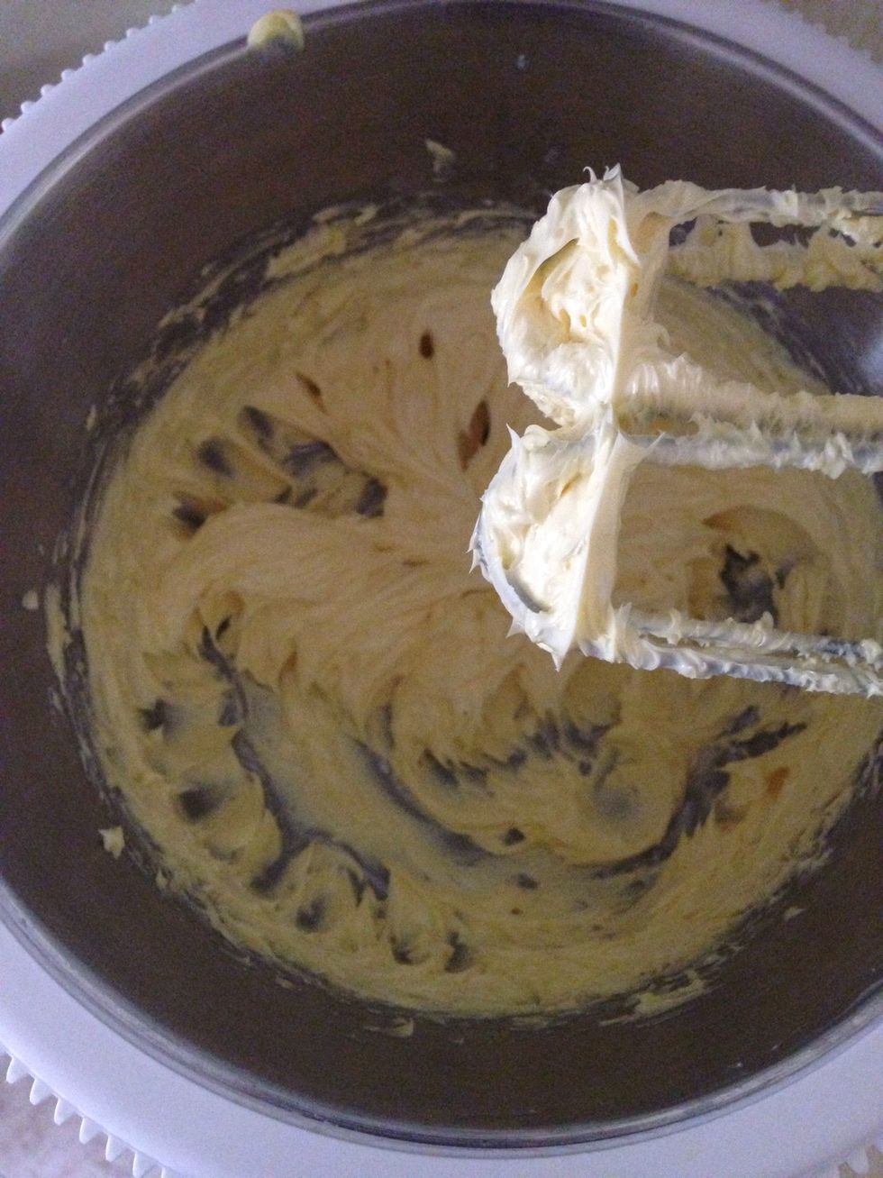 Let cool, and in another bowl mix the room temp butter until pale