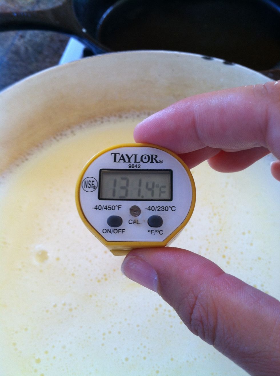 Let cool to about 130 degrees, or until you can put your finger in no longer than 2 seconds.