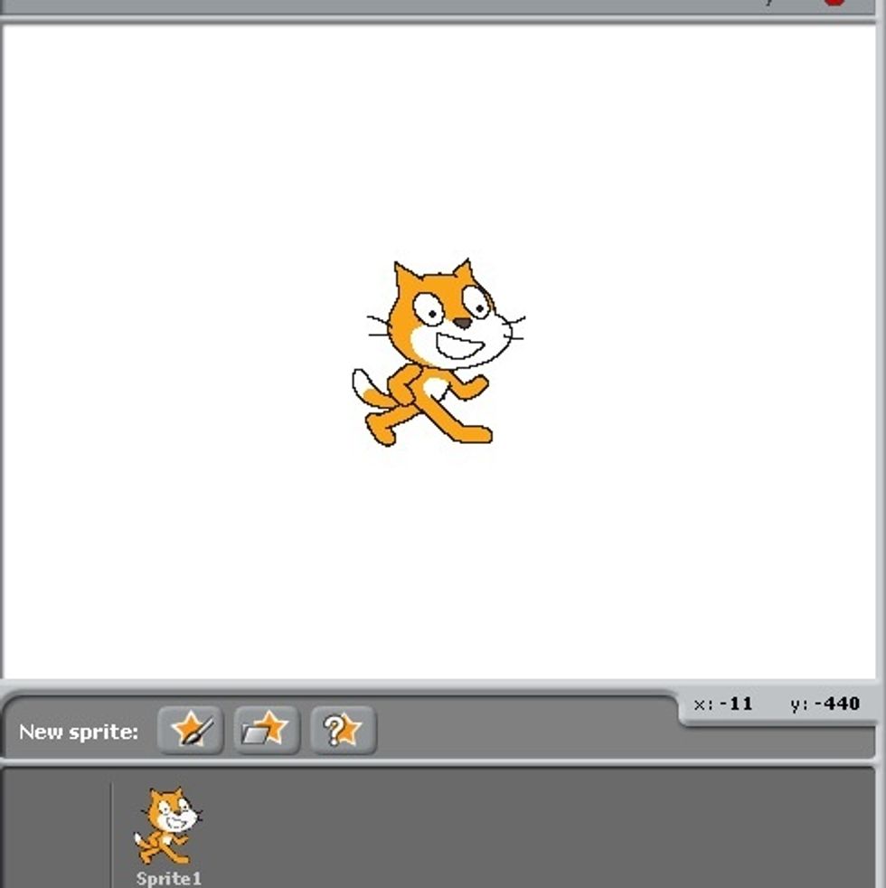 Let' customize our Sprite! Right click the cat and delete it. We will create our own Sprite by  clicking on the star with the paint brush.