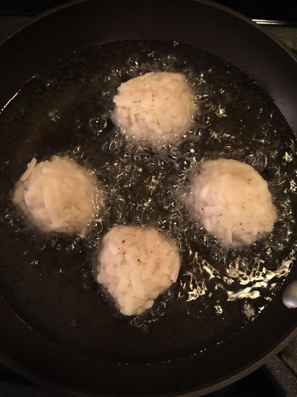 Let fry and don't turn over until golden brown on bottom