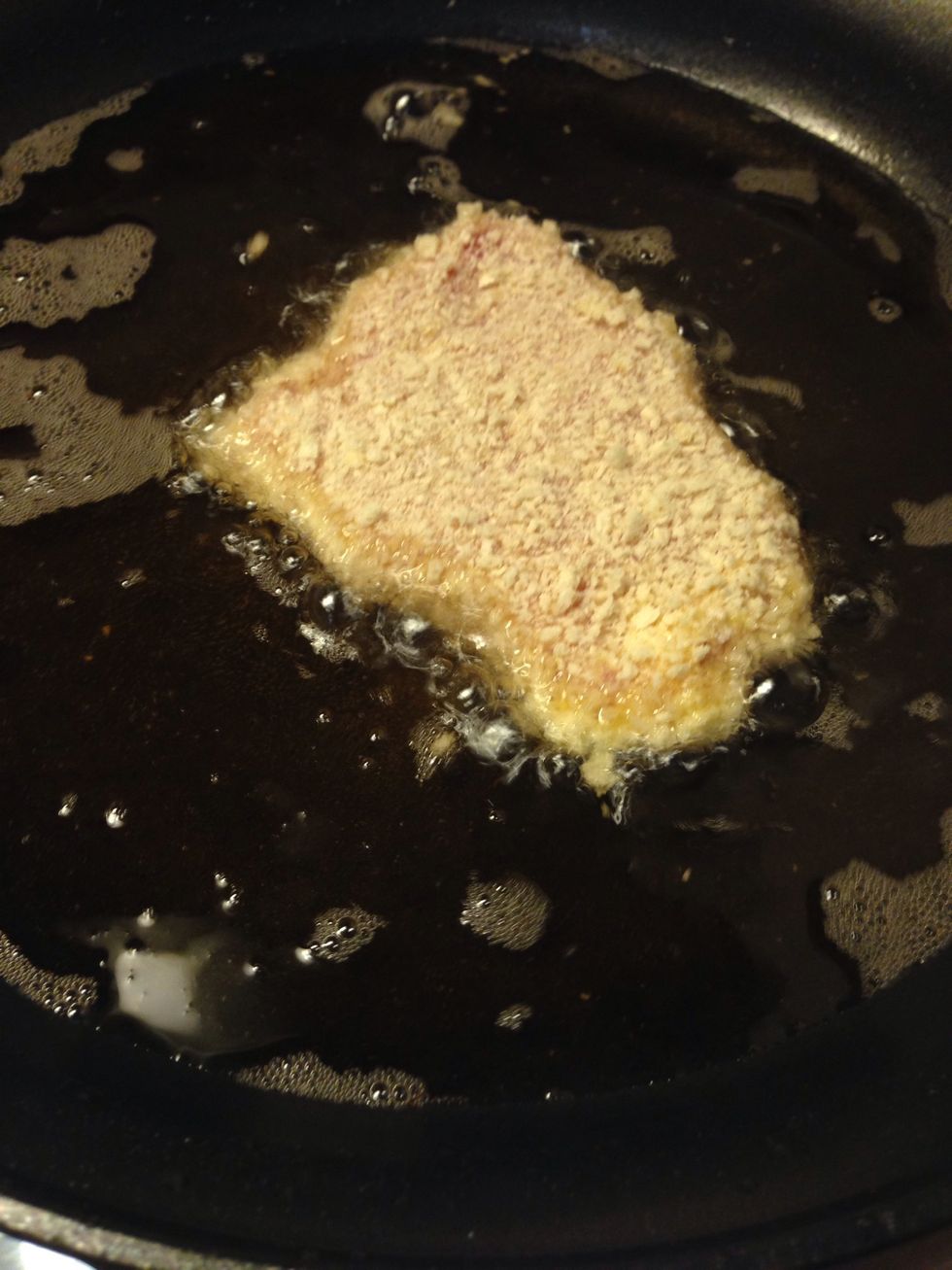 Let fry until golden brown. About 3 min on each side