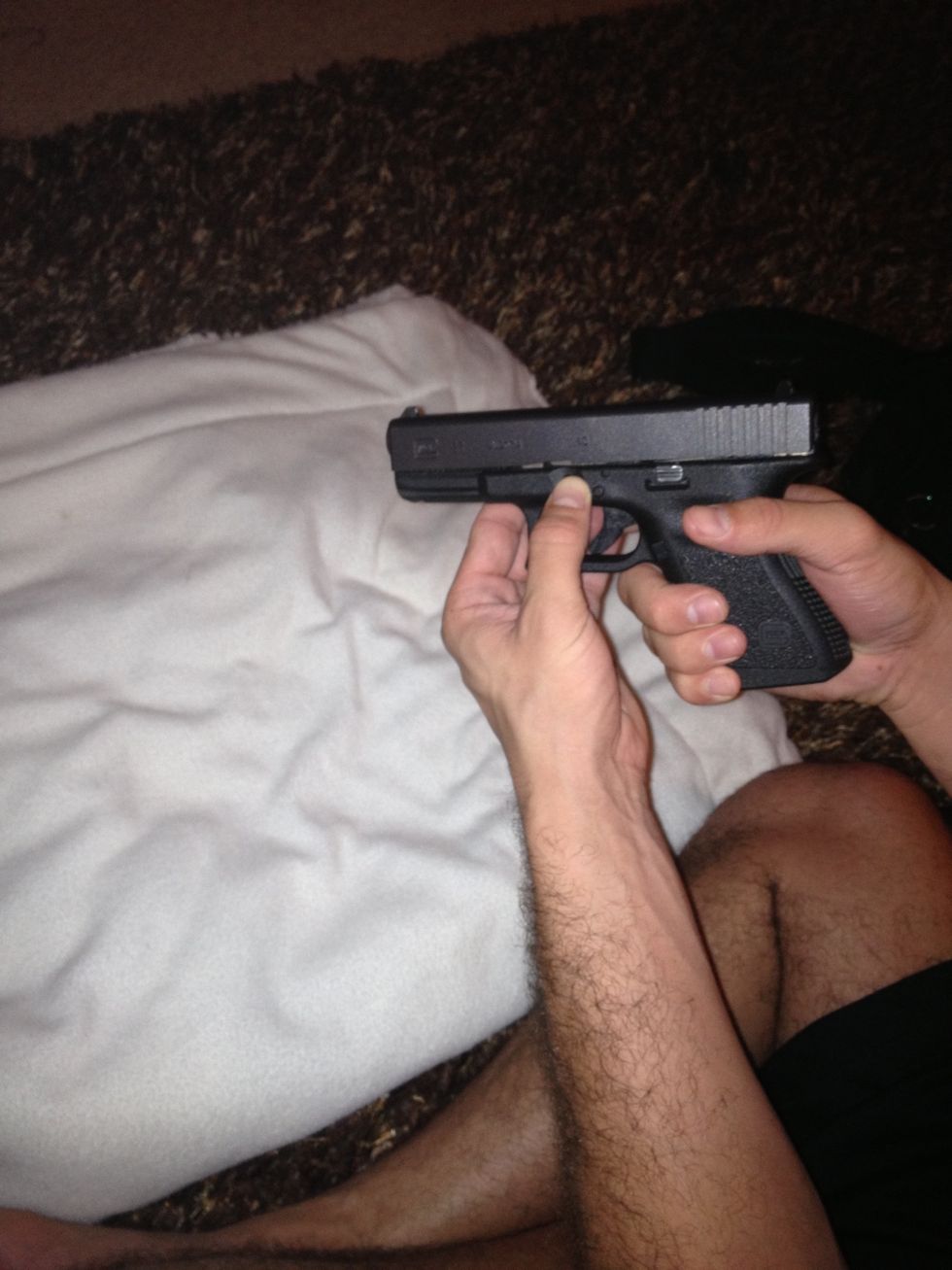 Let go of slide, while continuing to how down slide release.