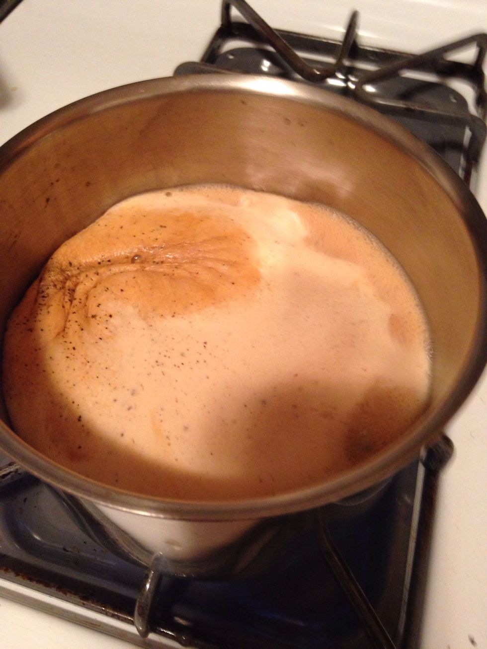 Let it boil. Once it starts boiling turn stove of. Using stainer put tea into cups