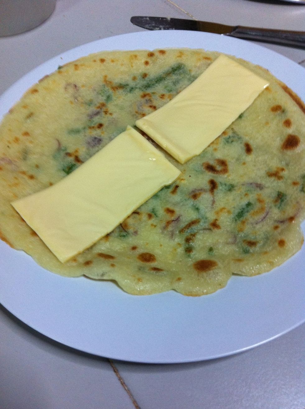 Let it char abit, place cheese