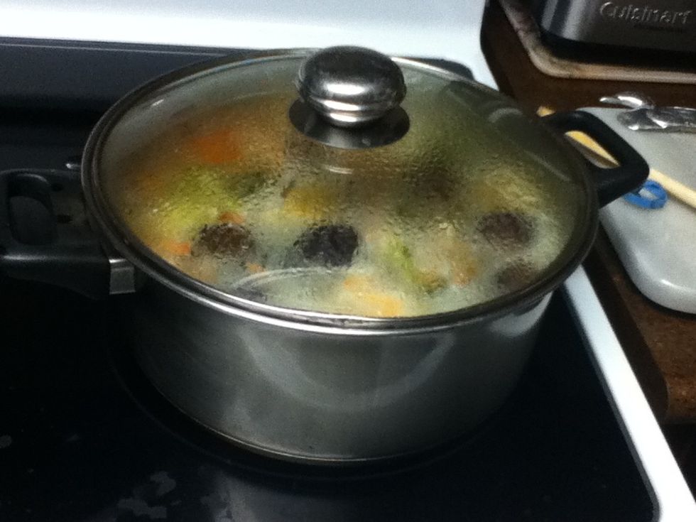 Let it cook for about 4 minutes or until shrimp is completely orange